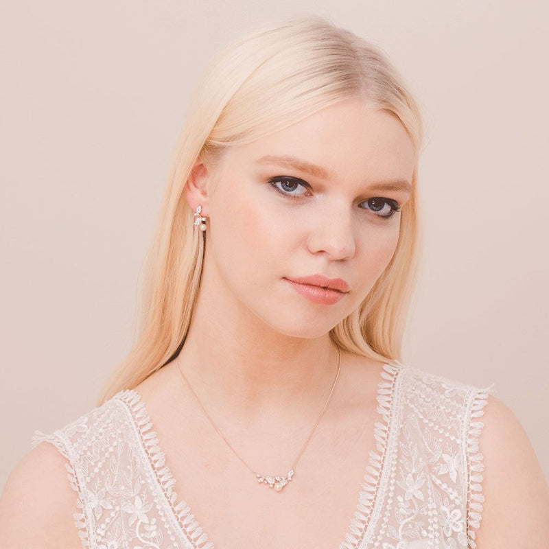 Aphrodite rose gold pearl and crystal earrings - Liberty in Love