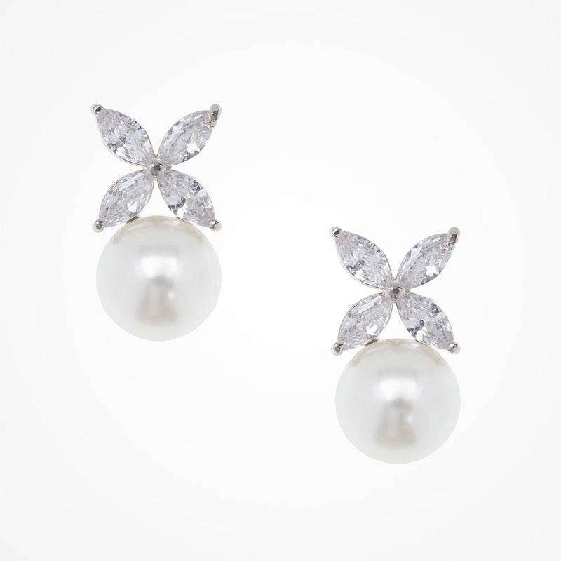 Rue pearl drop earrings (silver) - Liberty in Love