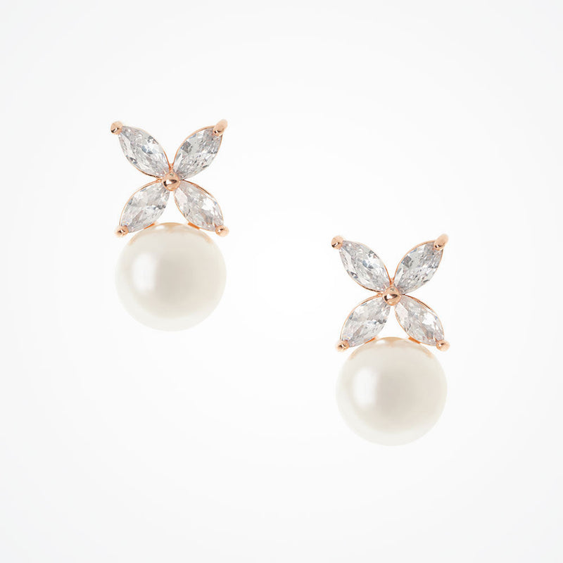 Rue pearl drop earrings (rose gold) - Liberty in Love