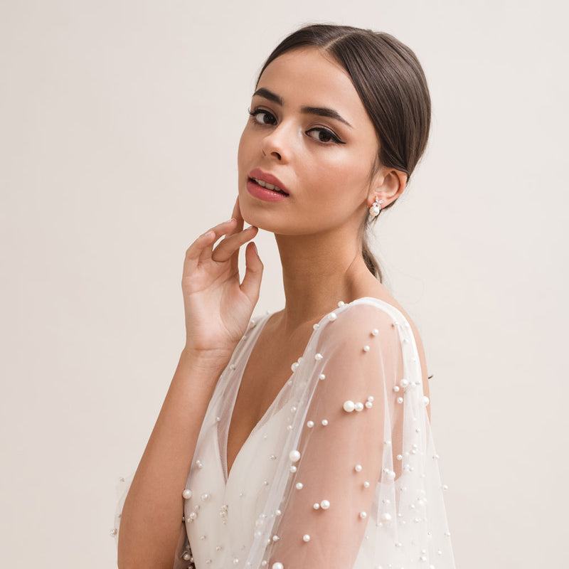 Rue pearl drop earrings (rose gold) - Liberty in Love