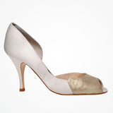 Sabreen (cream) metallic suede and leather d'orsay peep-toes - Liberty in Love