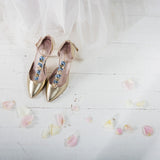 Sahara floral champagne t-bar shoes - Liberty in Love