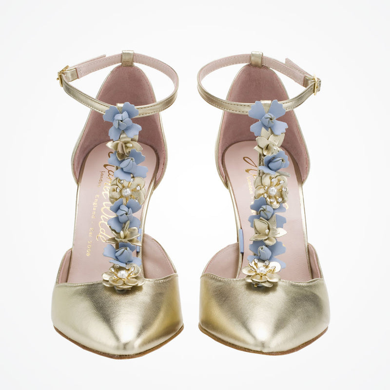 Sahara floral champagne t-bar shoes - Liberty in Love
