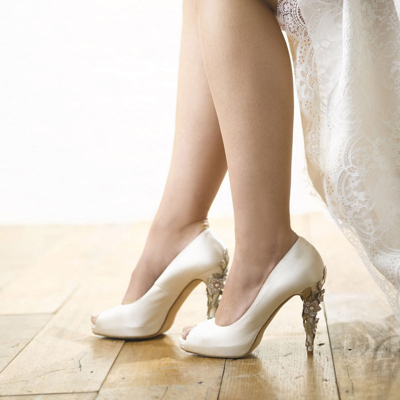 Sakura ivory floral embellished platform peep-toes - Liberty in Love