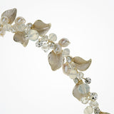 Sandy enamelled golden leaves and pearl buds hair vine - Liberty in Love