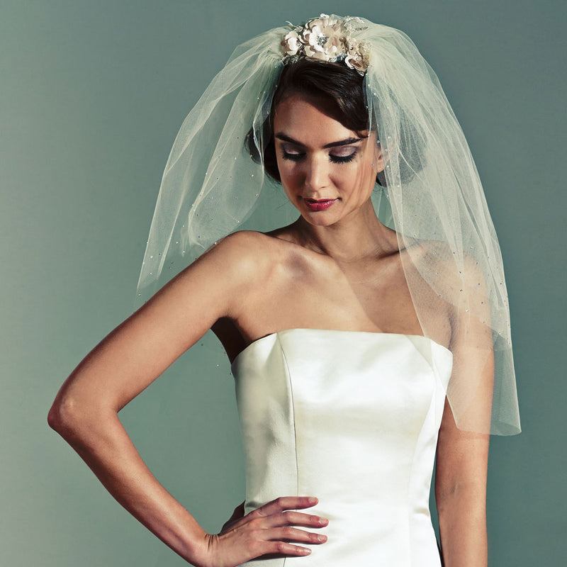 Sarn floral embellished bouffant tulle veil - Liberty in Love