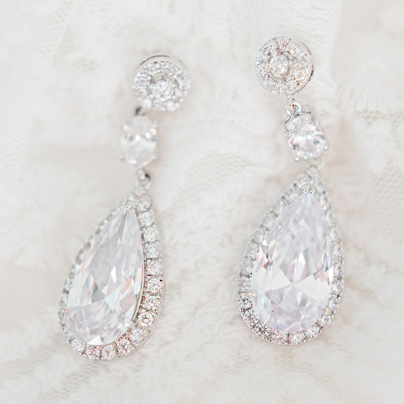 Scintillare CZ teardrop earrings (silver) - Liberty in Love