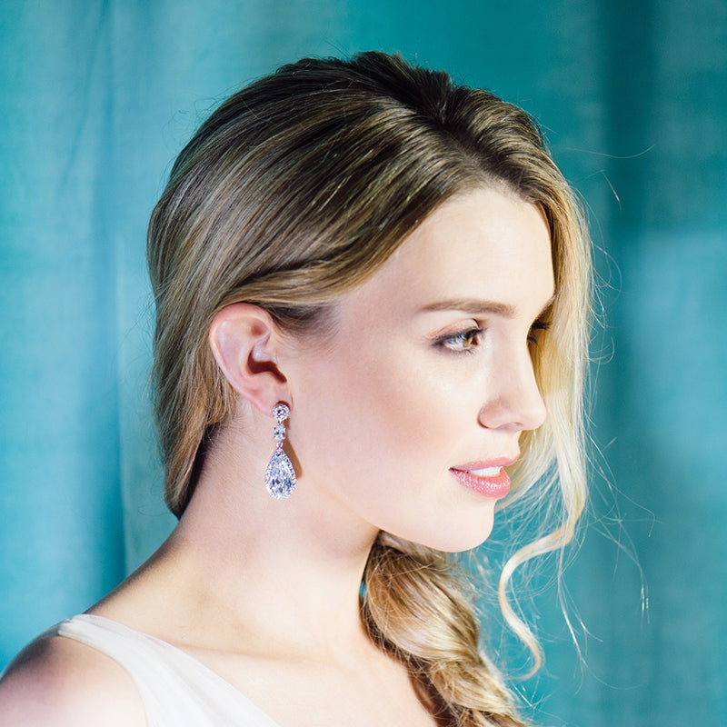 Scintillare CZ teardrop earrings (silver) - Liberty in Love
