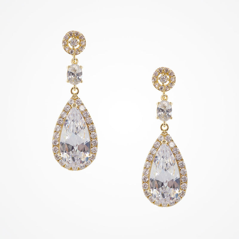 Scintillare CZ teardrop earrings (gold) - Liberty in Love
