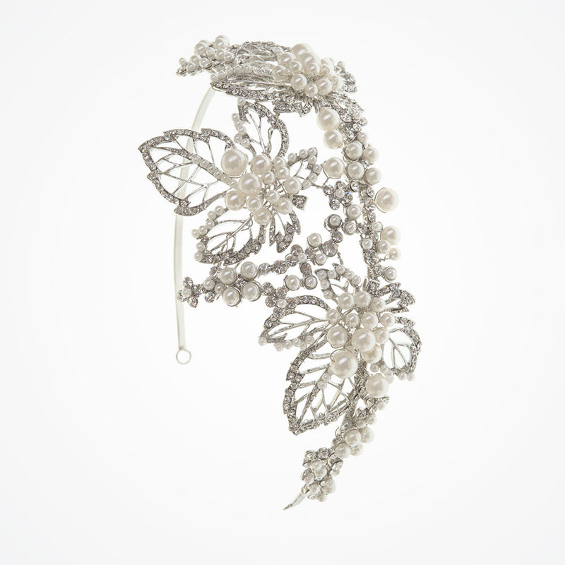 Selena leaves pearl and crystal headpiece - Liberty in Love