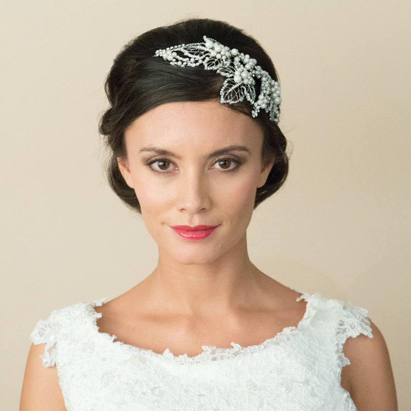 Selena leaves pearl and crystal headpiece - Liberty in Love