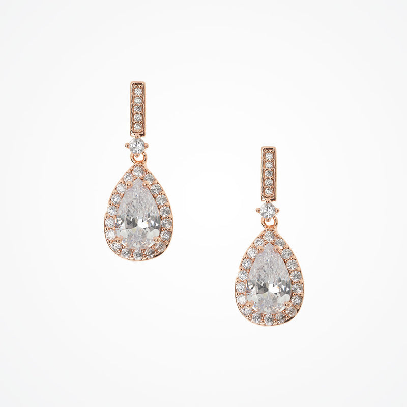 Seraphina rose gold crystal teardrop earrings - Liberty in Love