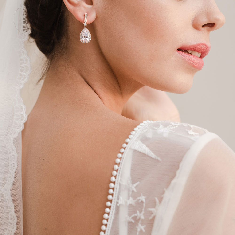 Seraphina rose gold crystal teardrop earrings