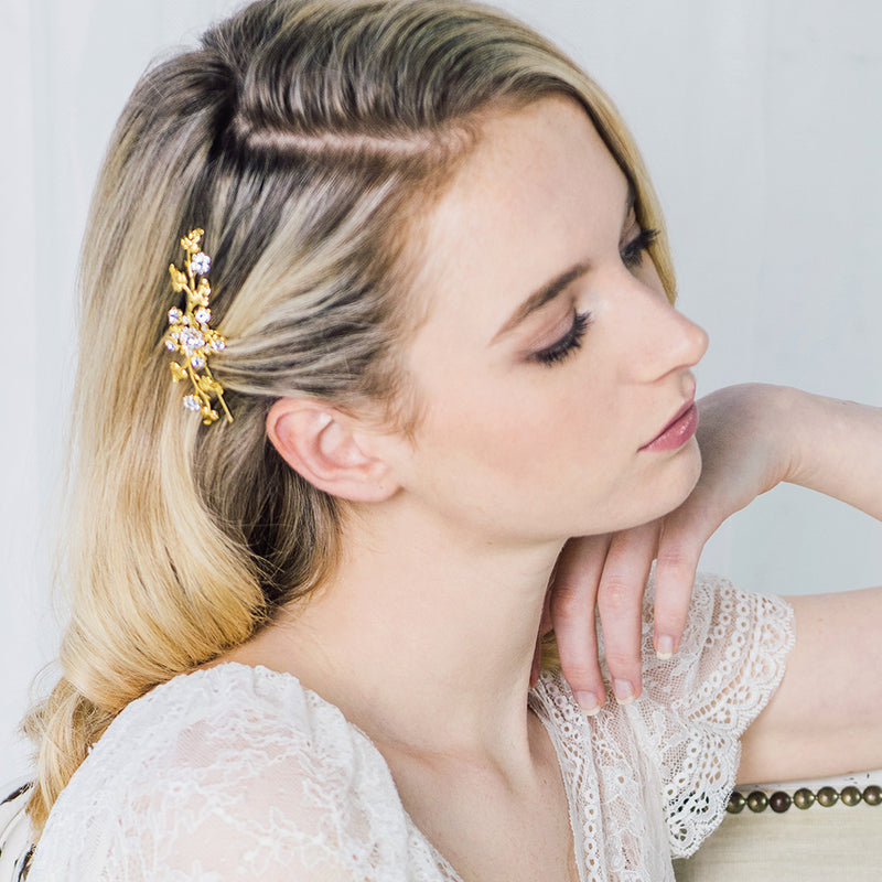 Seren crystal blossom gold vine comb - Liberty in Love