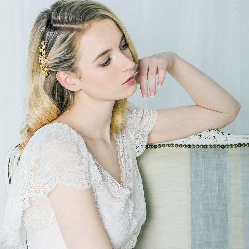 Seren crystal blossom gold vine comb - Liberty in Love