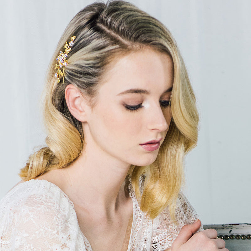Seren crystal blossom gold vine comb - Liberty in Love