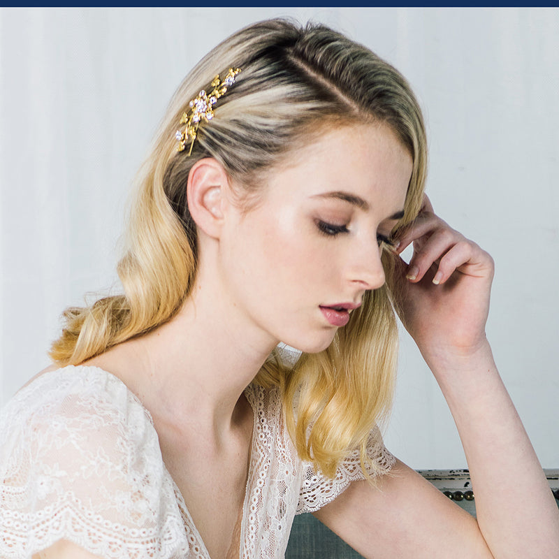 Seren crystal blossom gold vine comb - Liberty in Love