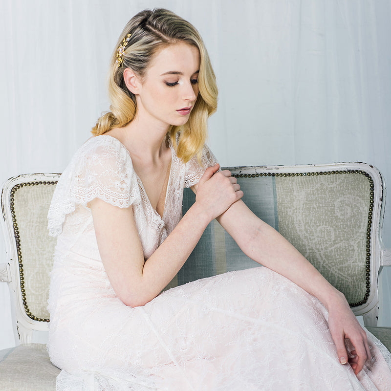 Seren crystal blossom gold vine comb - Liberty in Love