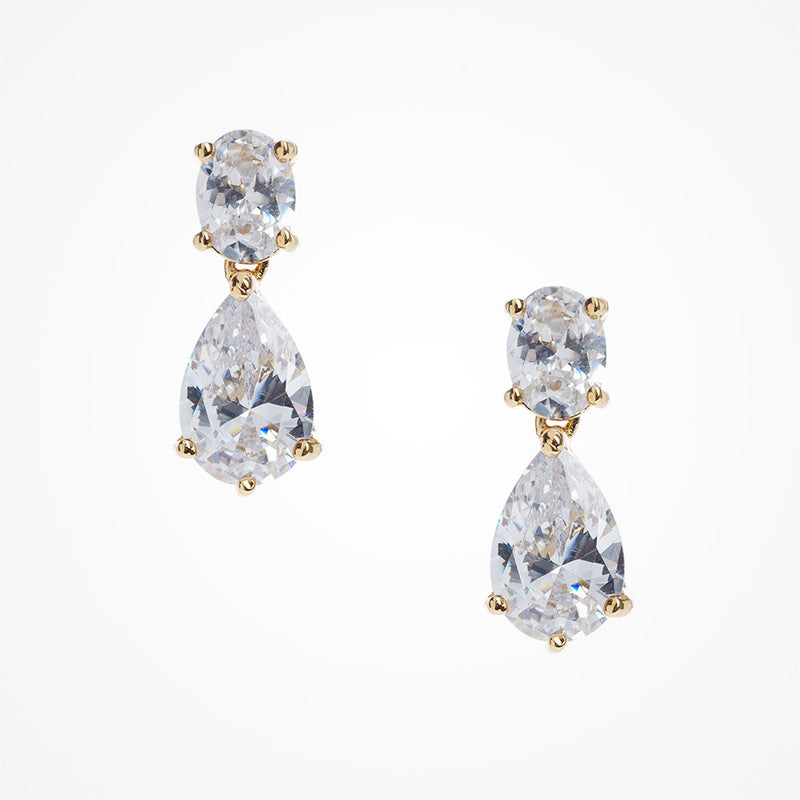 Seren crystal teardrop earrings (gold) - Liberty in Love
