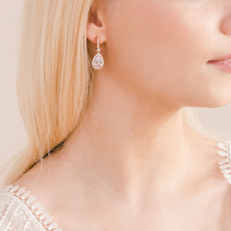Seraphina rose gold crystal teardrop earrings - Liberty in Love