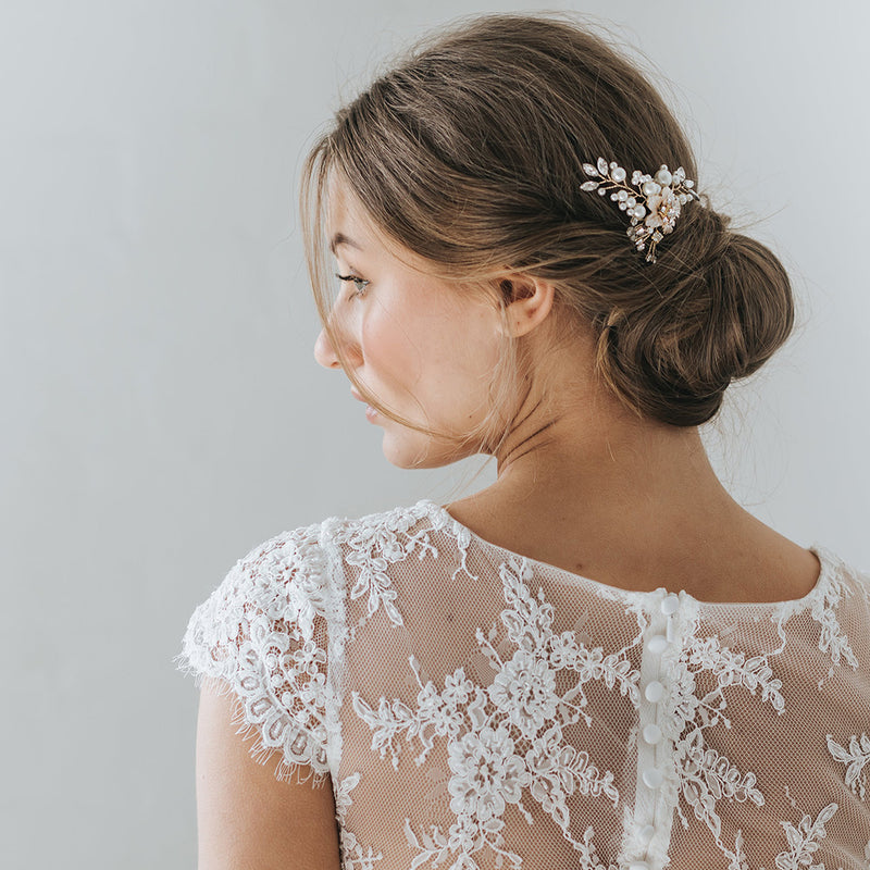 Shanti floral pearl sprig hair comb - Liberty in Love