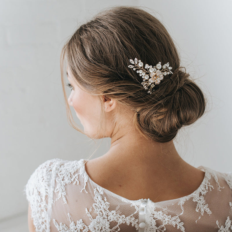 Shanti floral pearl sprig hair comb - Liberty in Love