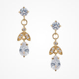 Silk crystal leaf drop earrings (gold) - Liberty in Love