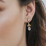 Silk crystal leaf drop earrings (gold) - Liberty in Love
