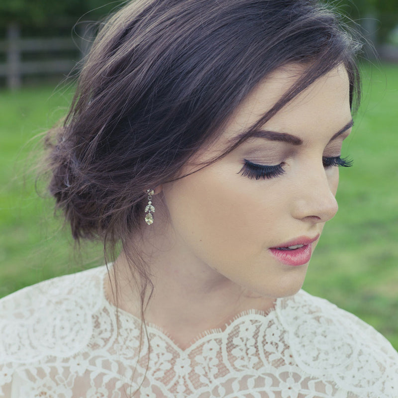 Silk crystal leaf drop earrings - Liberty in Love