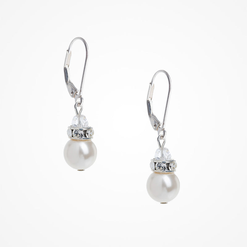 Hettie crystal rondelle and pearl droplet lever back earrings - Liberty in Love