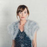 Silver grey feather bridal bolero plus (size 16-24) - Liberty in Love