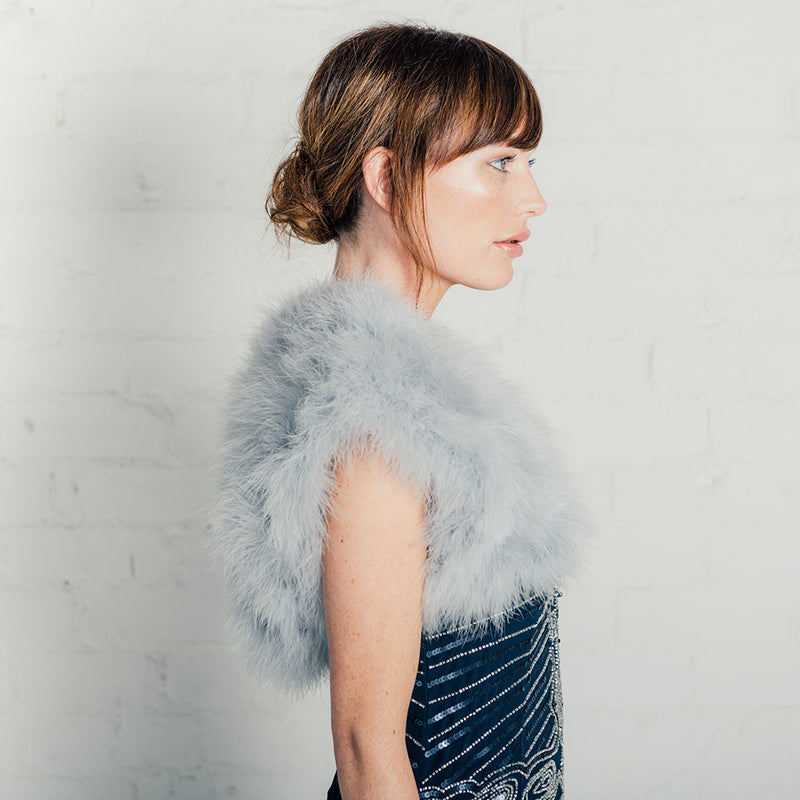 Silver grey feather bridal bolero plus size 16 24 Liberty in Love