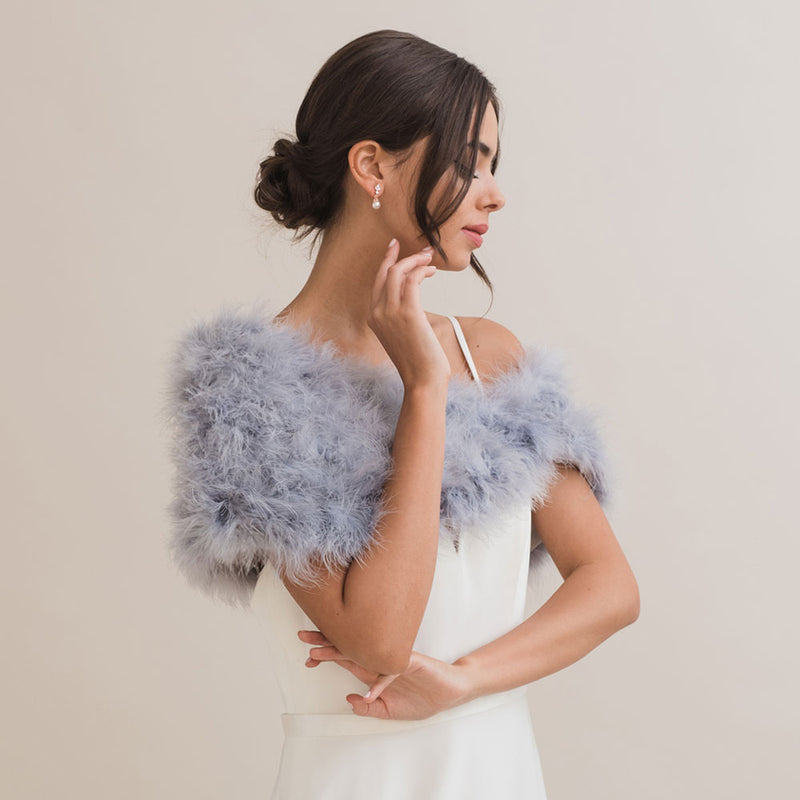 Silver grey feather bridal stole - Liberty in Love