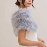 Silver grey feather bridal stole - Liberty in Love