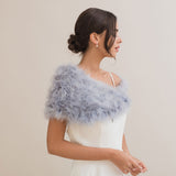 Silver grey feather bridal stole - Liberty in Love
