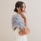 Silver grey feather bridal stole - Liberty in Love