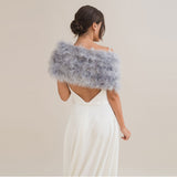 Silver grey feather bridal stole - Liberty in Love