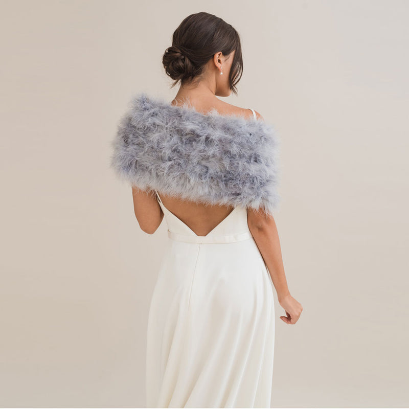 Silver grey feather bridal stole - Liberty in Love