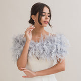 Silver grey ostrich feather bridal stole - Liberty in Love