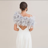 Silver grey ostrich feather bridal stole - Liberty in Love