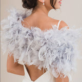 Silver grey ostrich feather bridal stole - Liberty in Love