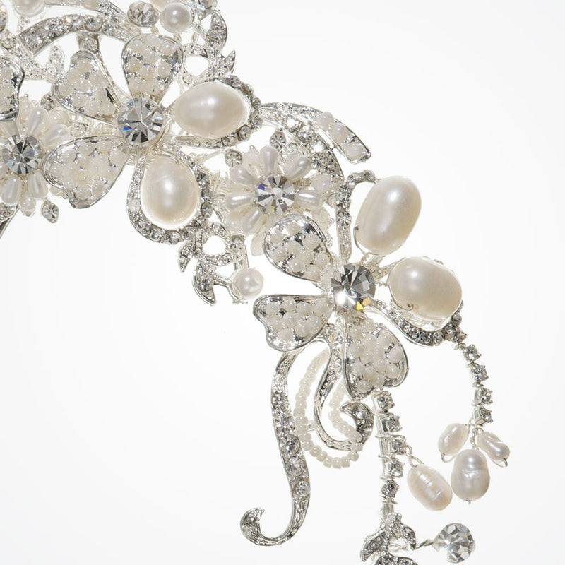 Silver pearl crescent comb - Liberty in Love