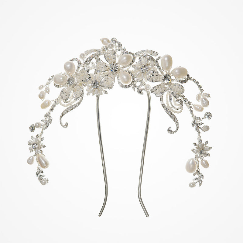 Silver pearl crescent comb - Liberty in Love