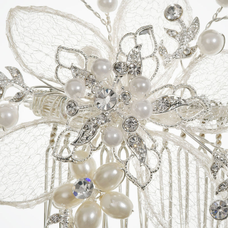 Silver pearl flower comb - Liberty in Love