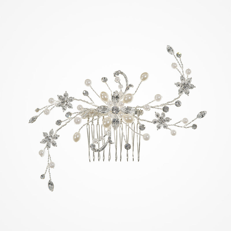 Silver pearl spray comb - Liberty in Love
