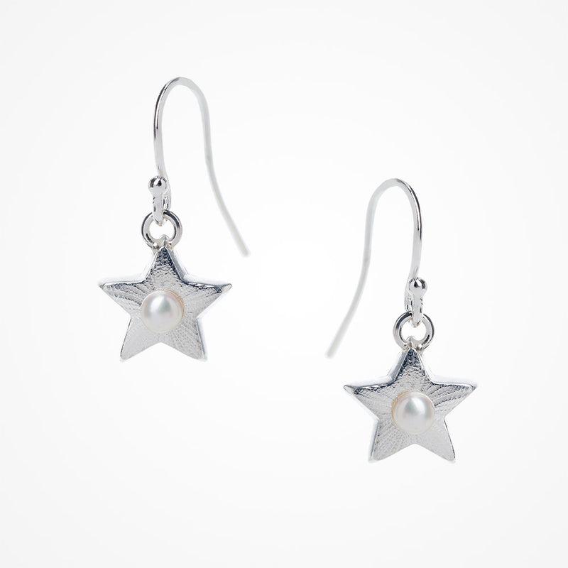 Silver star pearlette drop earrings - Liberty in Love