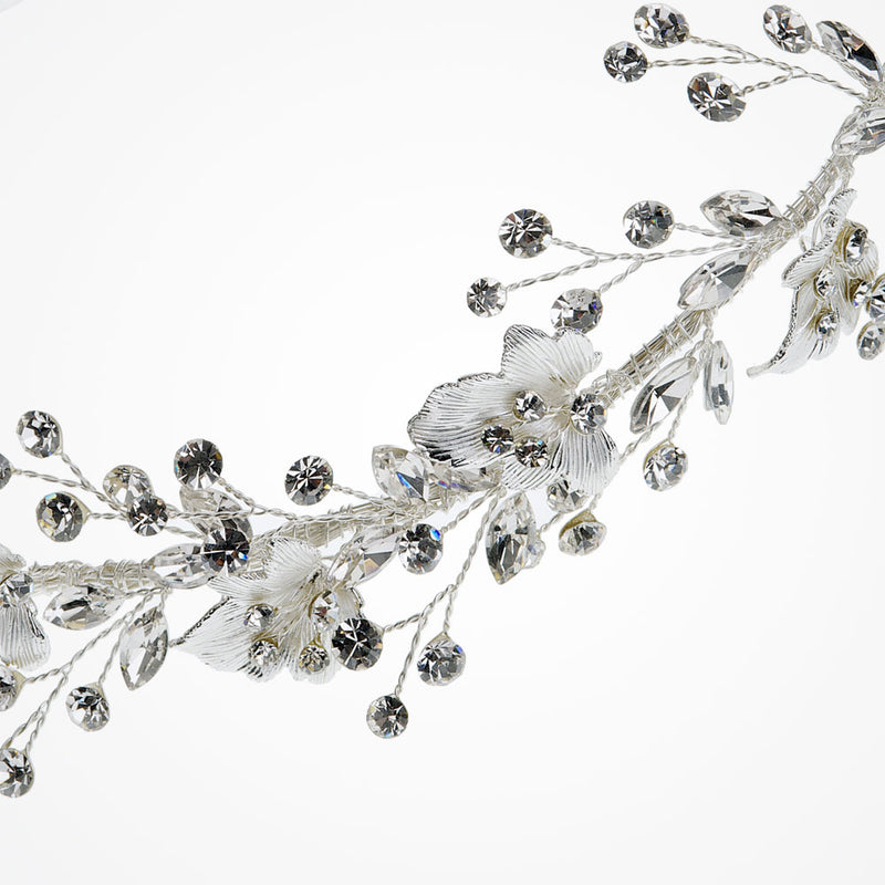 Silvermist floral and crystal sprigs hair vine - Liberty in Love