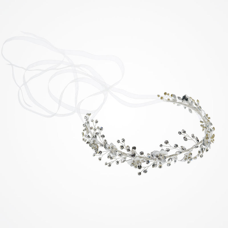 Silvermist floral and crystal sprigs hair vine - Liberty in Love