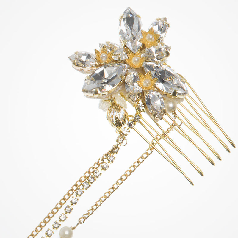 Slipper orchid gold hair drape - Liberty in Love