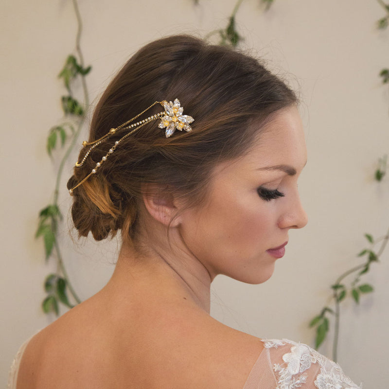 Slipper orchid gold hair drape - Liberty in Love